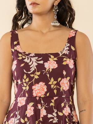  brown sleeveless cotton kurta with dupatta set 4