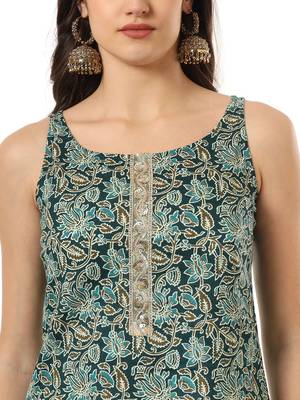  cotton green kurta palazzo set 4