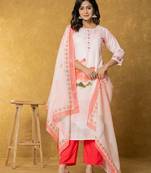  pink linen kurta dupatta pant set