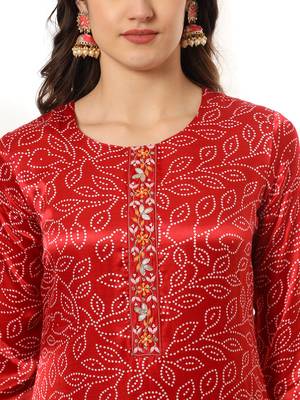  maroon gajji silk bandhani kurta dupatta pant set 4