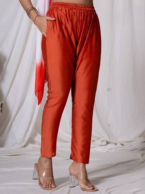  tussar silk red a-line kurta dupatta set 5