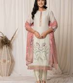 chanderi cream kurta dupatta set
