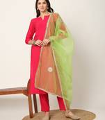  pink straight solid kurta dupatta set