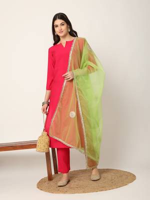  pink straight solid kurta dupatta set 5