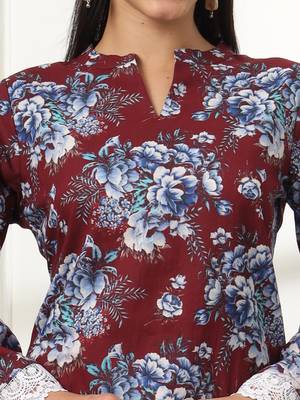 maroon pakistani cotton kurta dupatta set 4