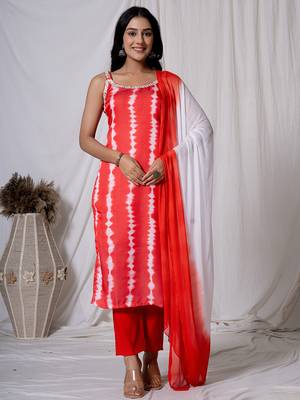  red silk kurta dupatta pant set 1