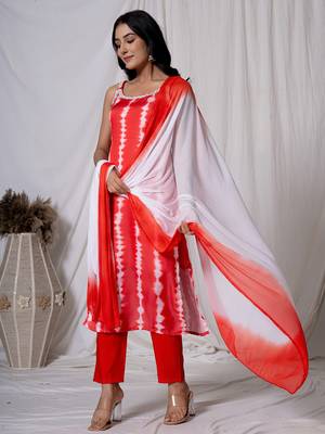  red silk kurta dupatta pant set 2