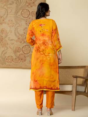  pure oragnza kurta set with pant and organza dupatta comes with cotton lining and intricate handwork 3