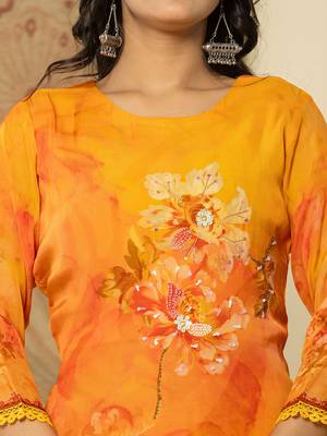  pure oragnza kurta set with pant and organza dupatta comes with cotton lining and intricate handwork 4