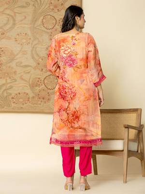  oragnza kurta dupatta set with lining and intricate handwork 3