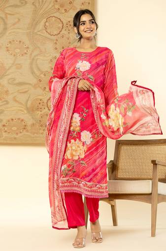  oragnza kurta dupatta set with lining and intricate handwork