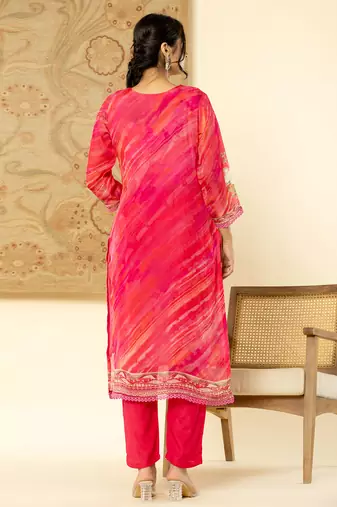  oragnza kurta dupatta set with lining and intricate handwork