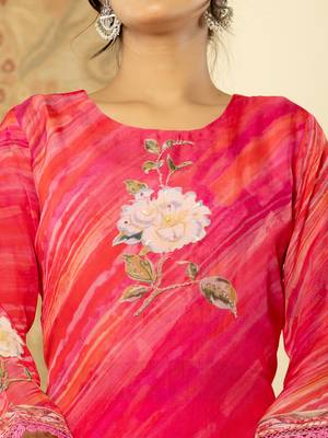  oragnza kurta dupatta set with lining and intricate handwork 4