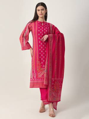  pink silk tie up kurta set with pant & dupatta 1