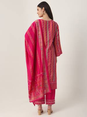  pink silk tie up kurta set with pant & dupatta 3