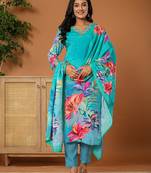muslin blue kurta dupatta pant set