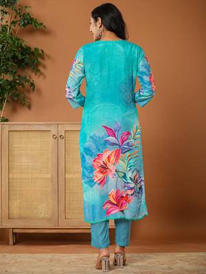 muslin blue kurta dupatta pant set 3