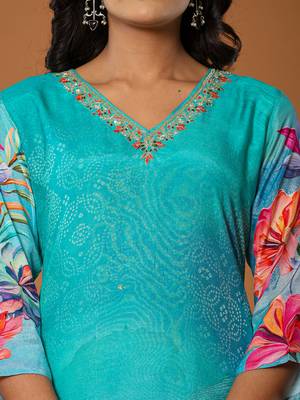 muslin blue kurta dupatta pant set 4