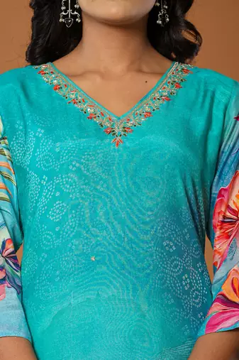 muslin blue kurta dupatta pant set