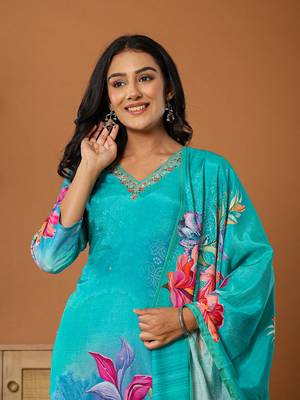 muslin blue kurta dupatta pant set 5