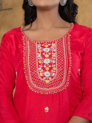 pink silk beads and stones,sequins work kurta dupatta set 4