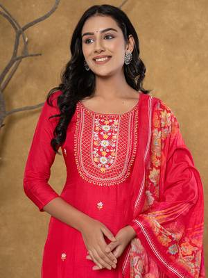  pink silk beads and stones,sequins work kurta dupatta set 5