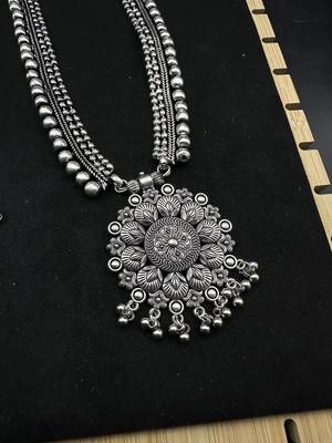 Oxidised silver choker necklace jewelry set of 7 long necklace set, ethnic jewelry, temple jewelry 2