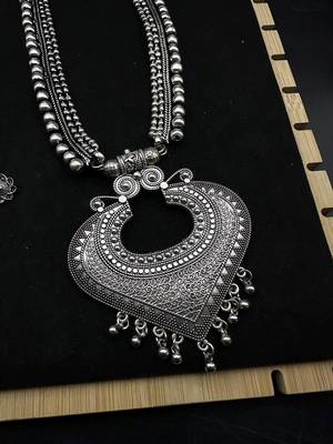 Oxidised silver choker necklace jewelry set of 7 long necklace set, ethnic jewelry, temple jewelry 2