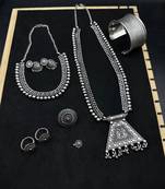 Oxidized german silver jewelry set | tribal necklace set | boho indian jewelry set vintage handmade necklaceset