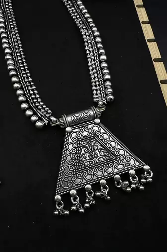 Oxidized german silver jewelry set | tribal necklace set | boho indian jewelry set vintage handmade necklaceset