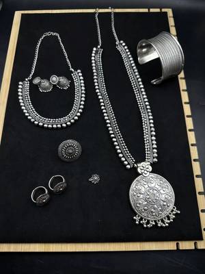 Oxidized german silver jewelry set | tribal necklace set | boho indian jewelry set vintage handmade necklaceset 1
