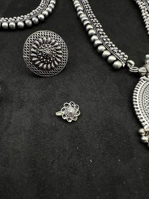 Oxidized german silver jewelry set | tribal necklace set | boho indian jewelry set vintage handmade necklaceset 5