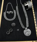 Oxidized german silver jewelry set | tribal necklace set | boho indian jewelry set vintage handmade necklaceset