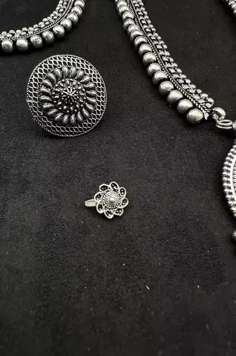 Oxidized german silver jewelry set | tribal necklace set | boho indian jewelry set vintage handmade necklaceset
