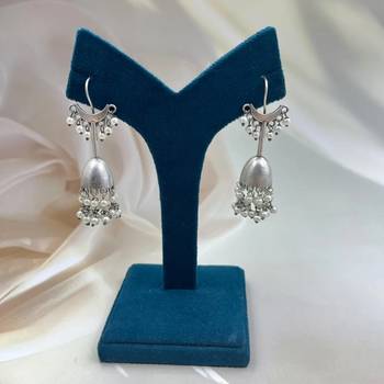 Silver oxidized jhumka earrings with pearl drops traditional jhumka earrings indian jhumka antique handmade 1