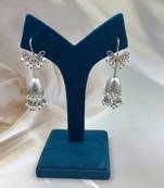 Silver oxidized jhumka earrings with pearl drops traditional jhumka earrings indian jhumka antique handmade