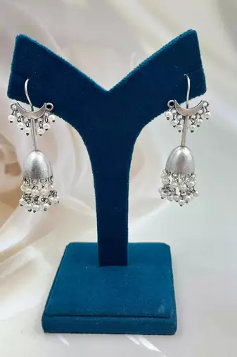 Silver oxidized jhumka earrings with pearl drops traditional jhumka earrings indian jhumka antique handmade