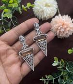 Amethyst drop earrings, cubic zircon statement earrings, crystal jewelry triangle dangle earrings with crystal accents