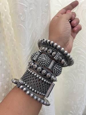 Bangle kada set handcrafted oxidized silver chura kada set perfect for bridesmaids antique vintage kada set 1