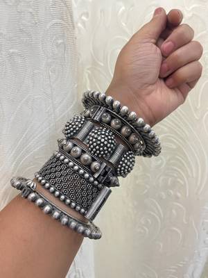 Bangle kada set handcrafted oxidized silver chura kada set perfect for bridesmaids antique vintage kada set 2