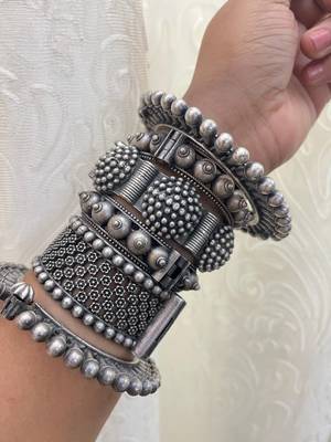 Bangle kada set handcrafted oxidized silver chura kada set perfect for bridesmaids antique vintage kada set 4