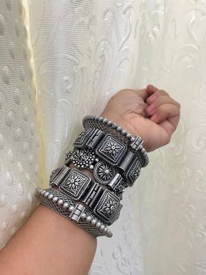Kada set of 5 antique bangle indian vintage hand jewellery silver plated hand kada bracelet silver look openable kada 3