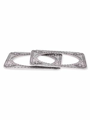 Set of 2 square-shaped oxidized silver-plated bangles 3