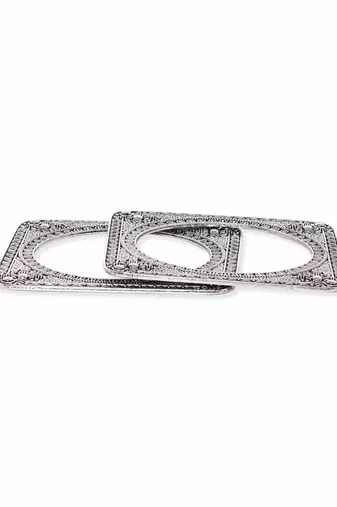 Set of 2 square-shaped oxidized silver-plated bangles