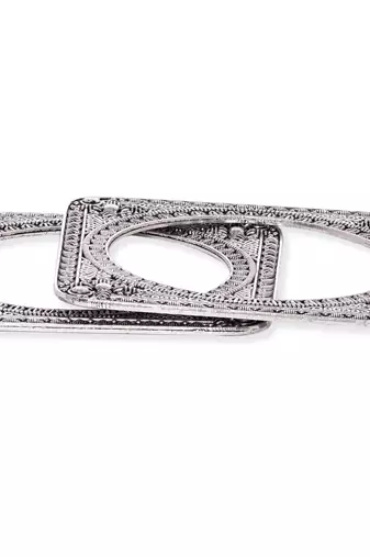 Set of 2 square-shaped oxidized silver-plated bangles