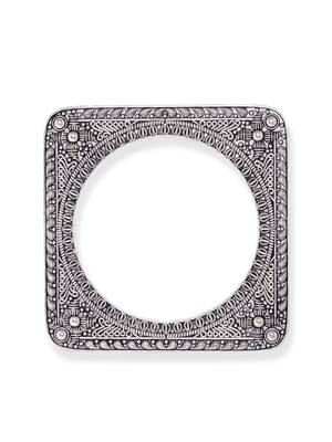 Set of 2 square-shaped oxidized silver-plated bangles 5