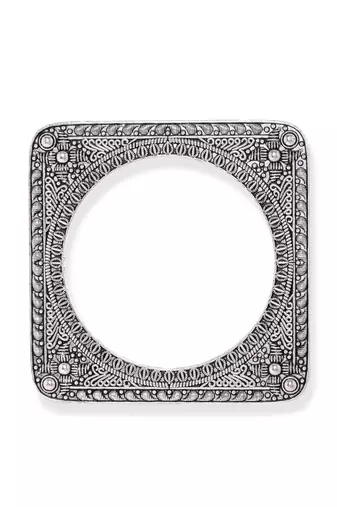 Set of 2 square-shaped oxidized silver-plated bangles
