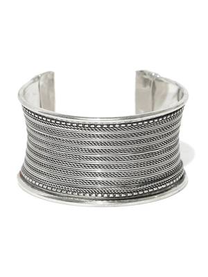 Chic statement german silver oxidized broad cuff bracelet 2