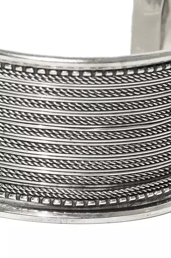Chic statement german silver oxidized broad cuff bracelet