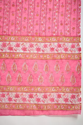 Baby pink embroidered cotton round neck kurta sets